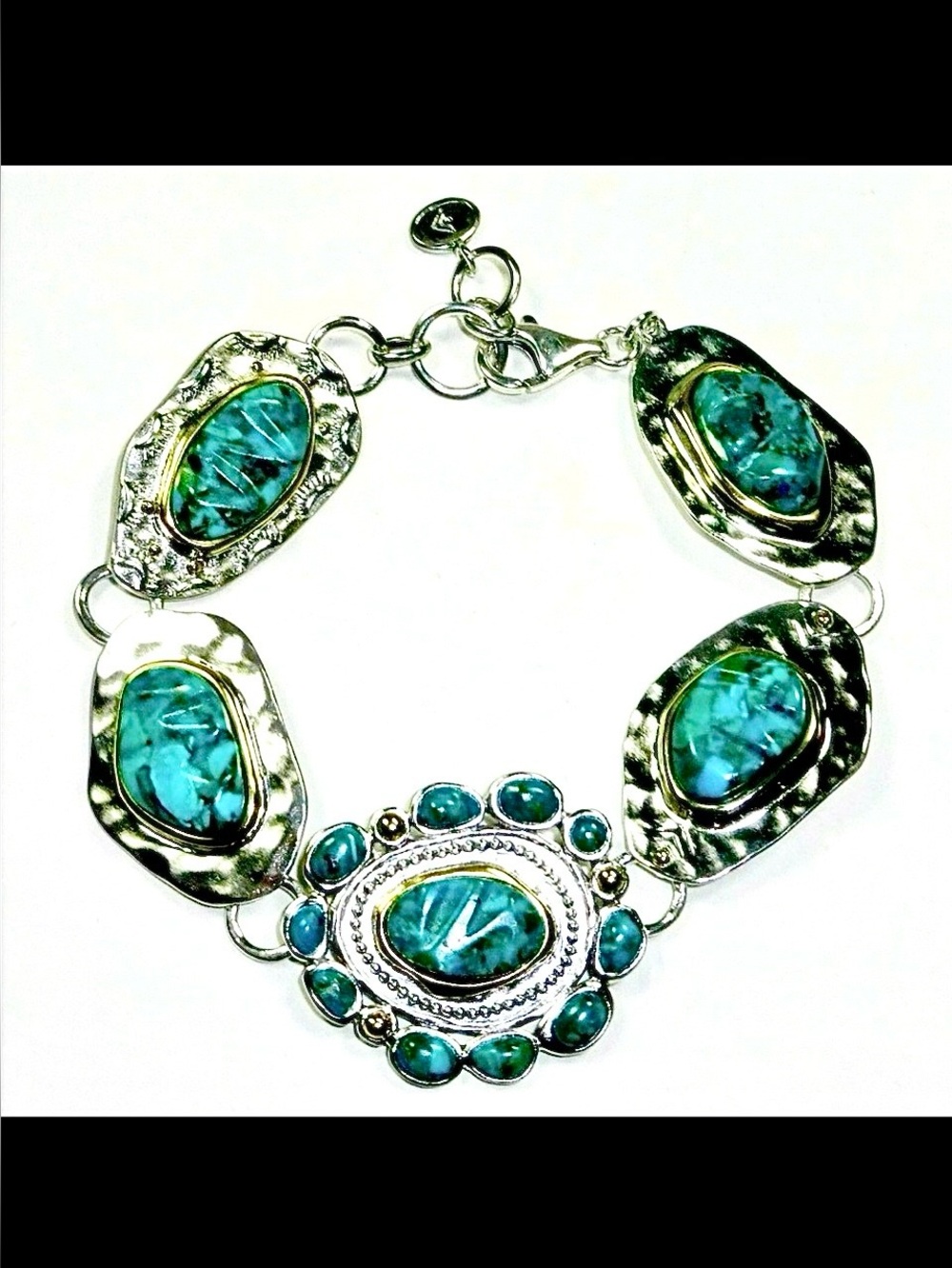Silpada Sterling Silver, Turquoise & Brass 
“Santa Fe'” Bracelet - Picture 5 of 11